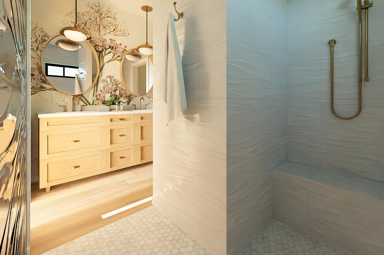Master Bathroom: Shower of this 2-Bedroom,988 Sq Ft Plan -177-1083