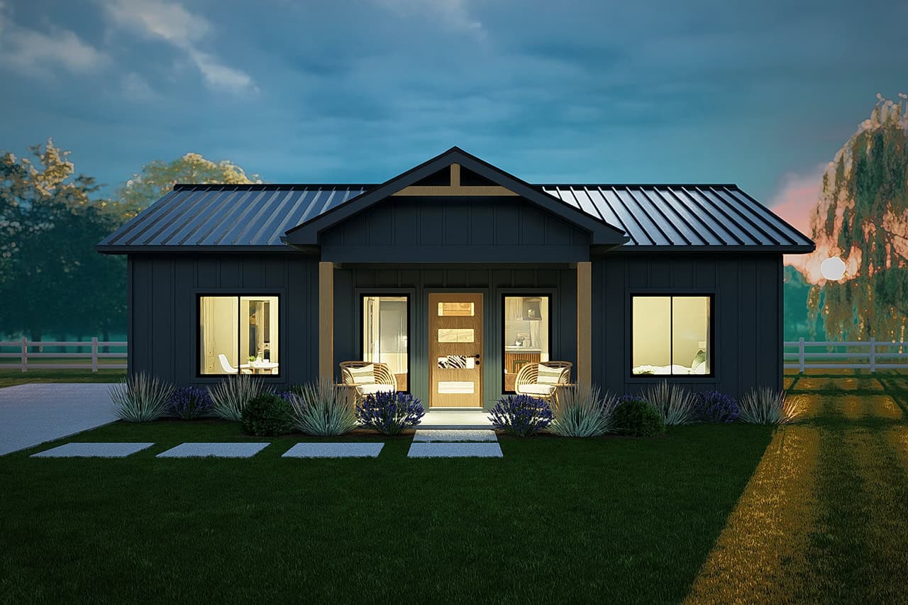 Home at Night of this 2-Bedroom,988 Sq Ft Plan -177-1083