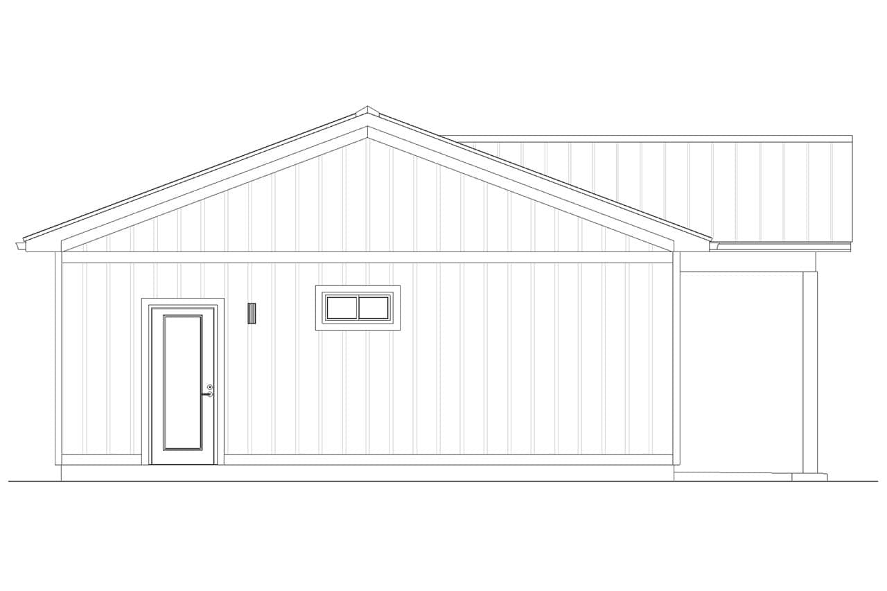 Home Plan Left Elevation of this 2-Bedroom,988 Sq Ft Plan -177-1083