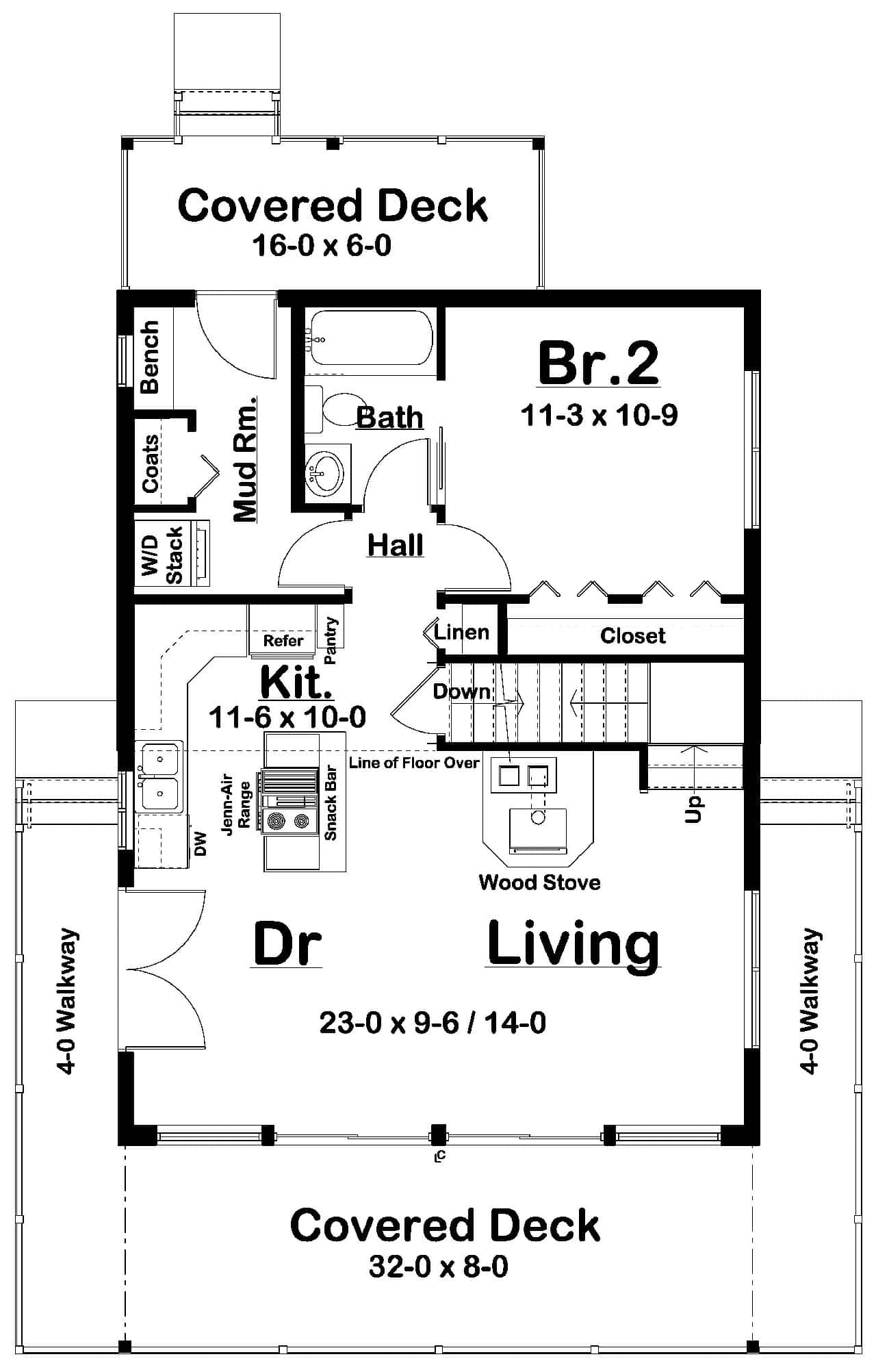 Main Level of Contemporary Plan #177-1086