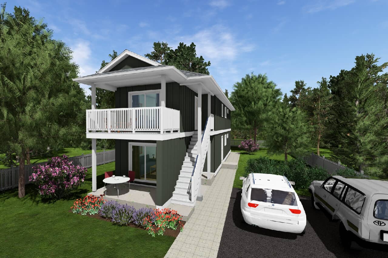 Front elevation of Duplex/Multi-Unit home (ThePlanCollection: House Plan #177-1089)