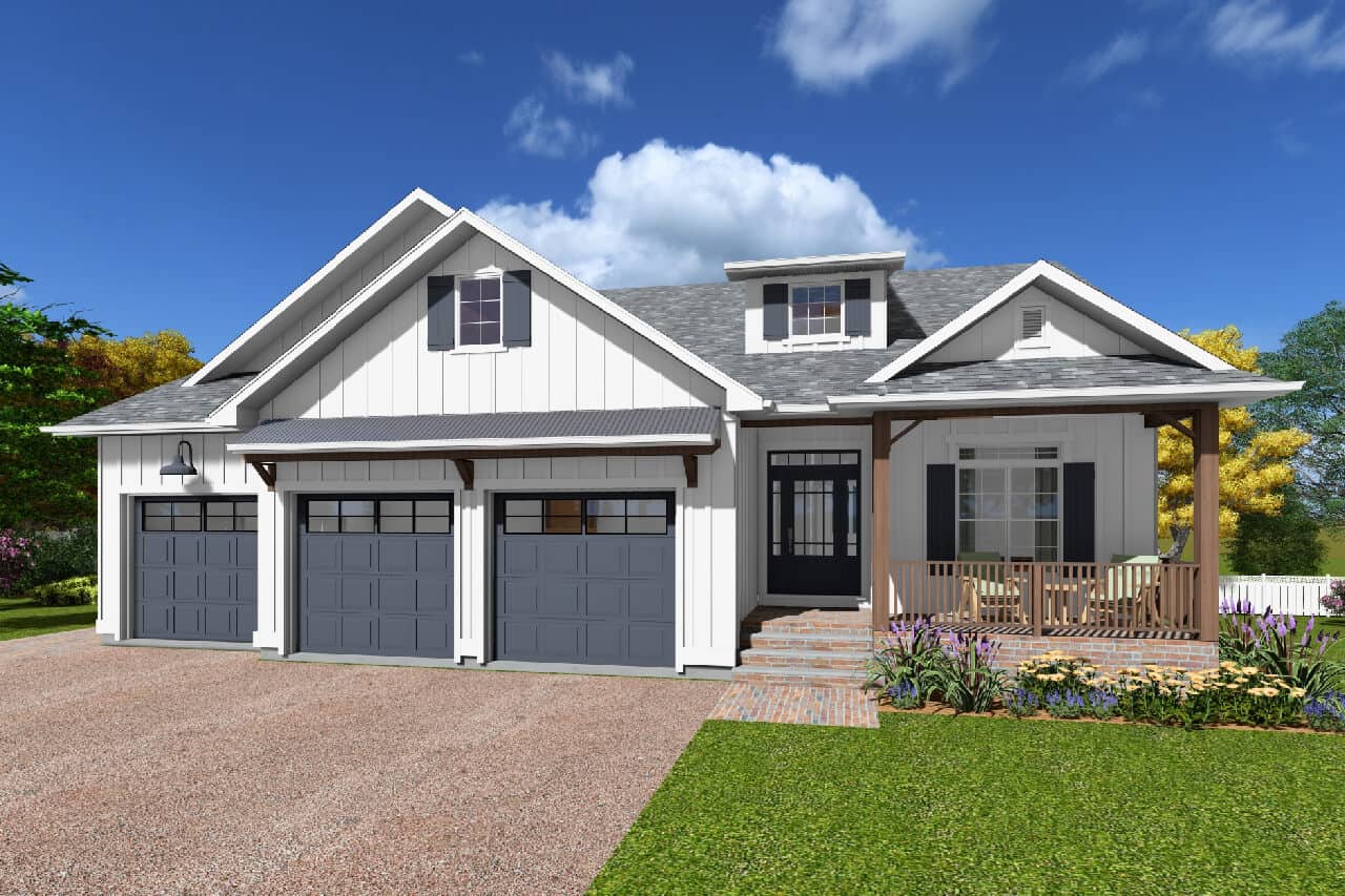Front elevation of Country home (ThePlanCollection: House Plan #177-1090)