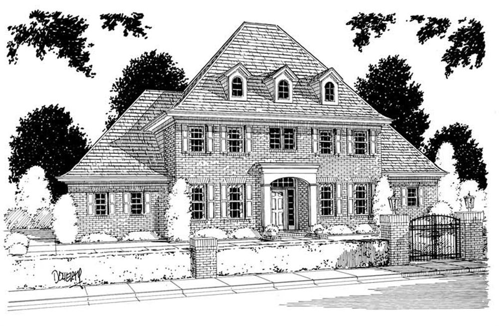 Front elevation of European home (ThePlanCollection: House Plan #178-1000)