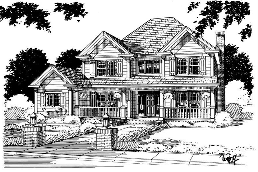 Front elevation of Country home (ThePlanCollection: House Plan #178-1005)
