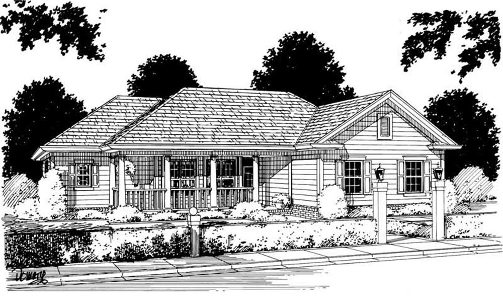 Front elevation of Small House Plans home (ThePlanCollection: House Plan #178-1008)