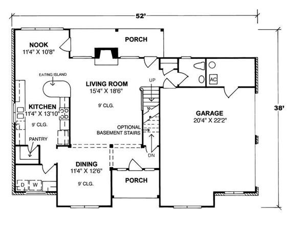 Floor Plan First Story of Country Plan #178-1012