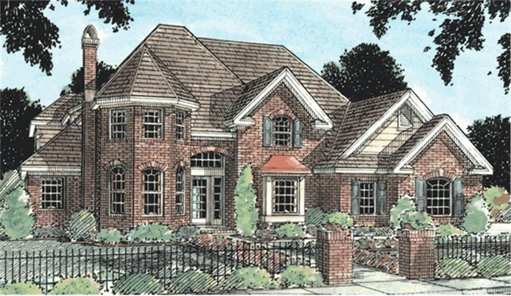 Front elevation of European home (ThePlanCollection: House Plan #178-1014)