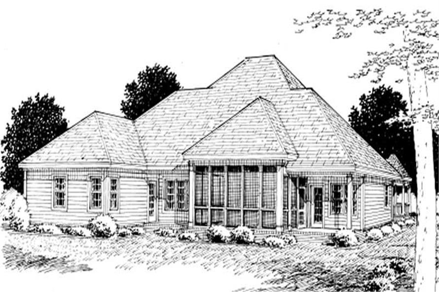Home Plan Rear Elevation of this 4-Bedroom,2349 Sq Ft Plan -178-1016