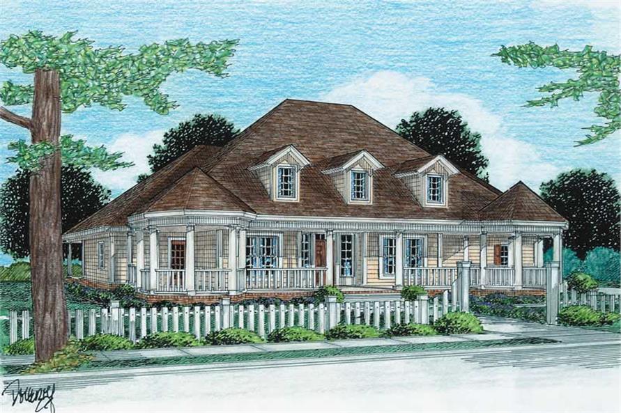 Front elevation of Southern home (ThePlanCollection: House Plan #178-1016)