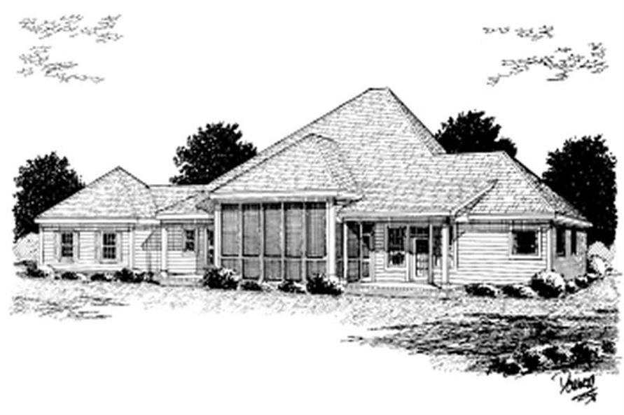 Home Plan Rear Elevation of this 3-Bedroom,2184 Sq Ft Plan -178-1020