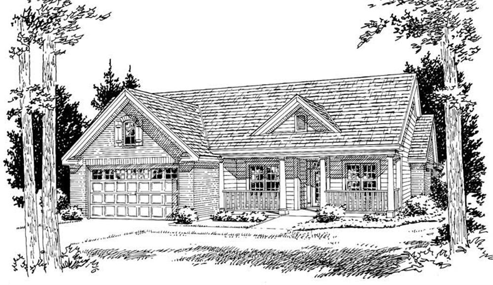 Front elevation of Country home (ThePlanCollection: House Plan #178-1048)