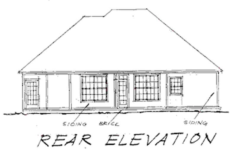 Home Plan Rear Elevation of this 3-Bedroom,1541 Sq Ft Plan -178-1049