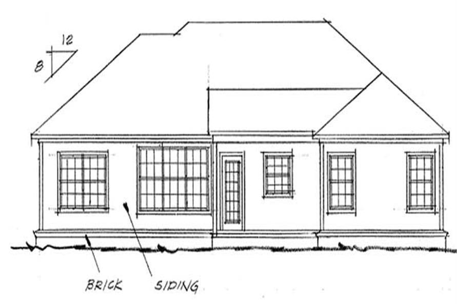 Home Plan Rear Elevation of this 3-Bedroom,1344 Sq Ft Plan -178-1076