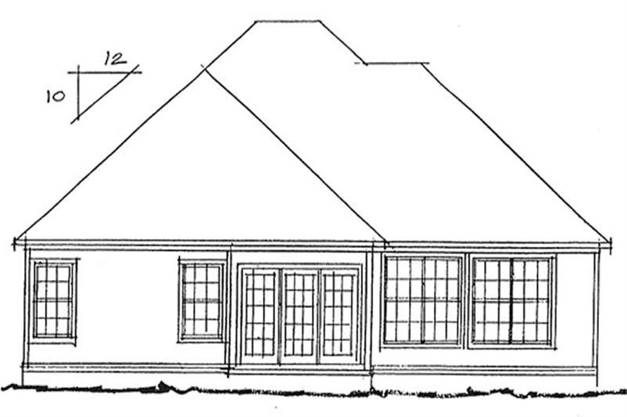 Home Plan Rear Elevation of this 3-Bedroom,1544 Sq Ft Plan -178-1095