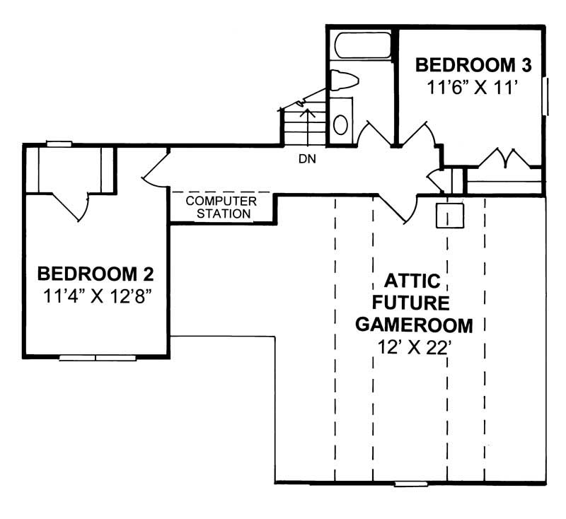 Floor Plan Second Story of Country Plan #178-1099