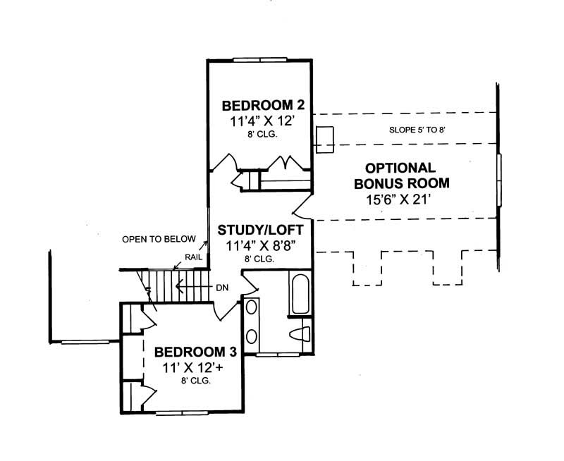Floor Plan Second Story of Country Plan #178-1106