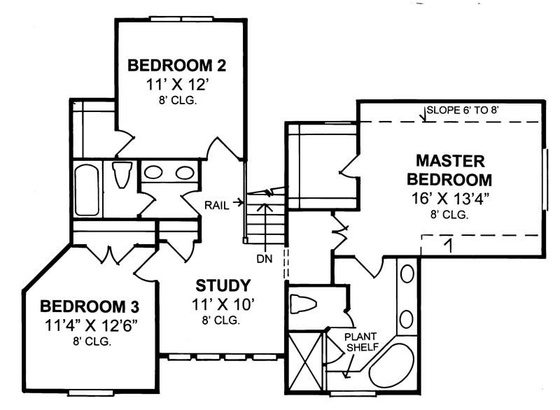 Floor Plan Second Story of Country Plan #178-1112