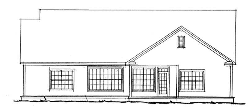 Home Plan Rear Elevation of this 4-Bedroom,1844 Sq Ft Plan -178-1114