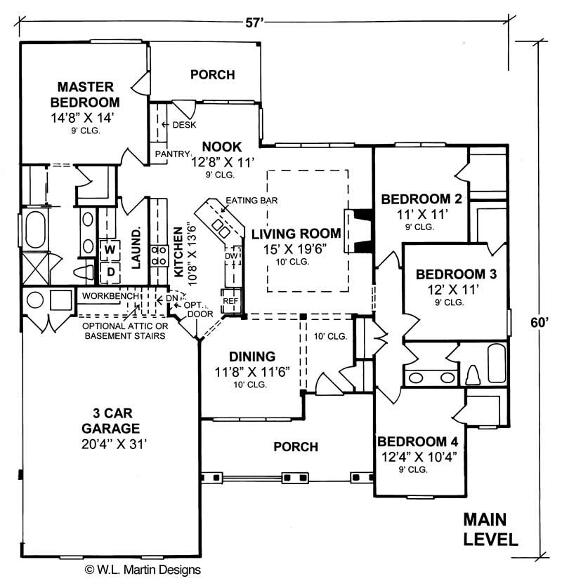 Floor Plan First Story of Ranch Plan #178-1114