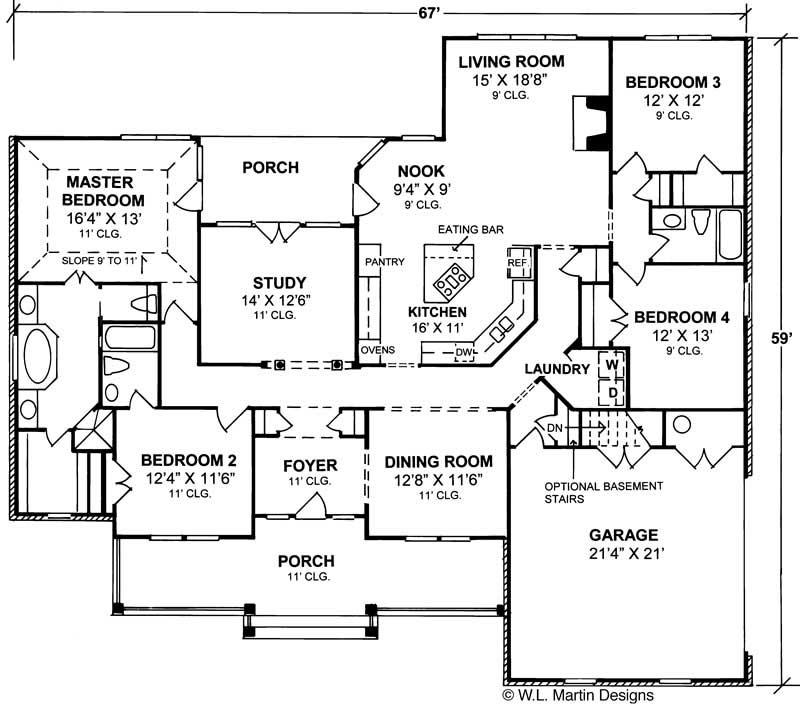 Floor Plan First Story of Ranch Plan #178-1115