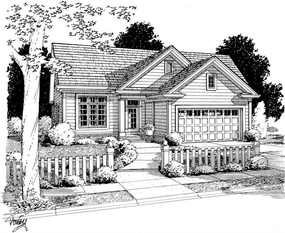 Front elevation of Ranch home (ThePlanCollection: House Plan #178-1116)