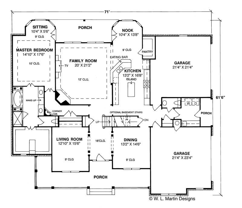 Floor Plan First Story of Country Plan #178-1118