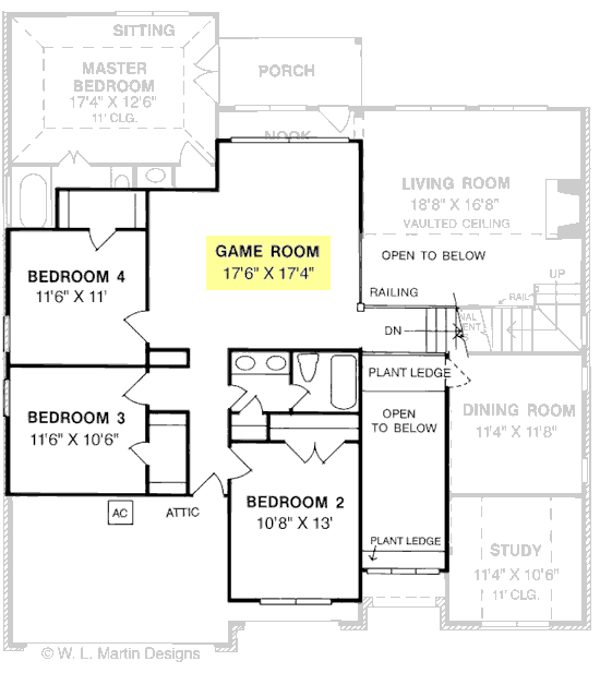 Upper Level of Traditional Plan #178-1121