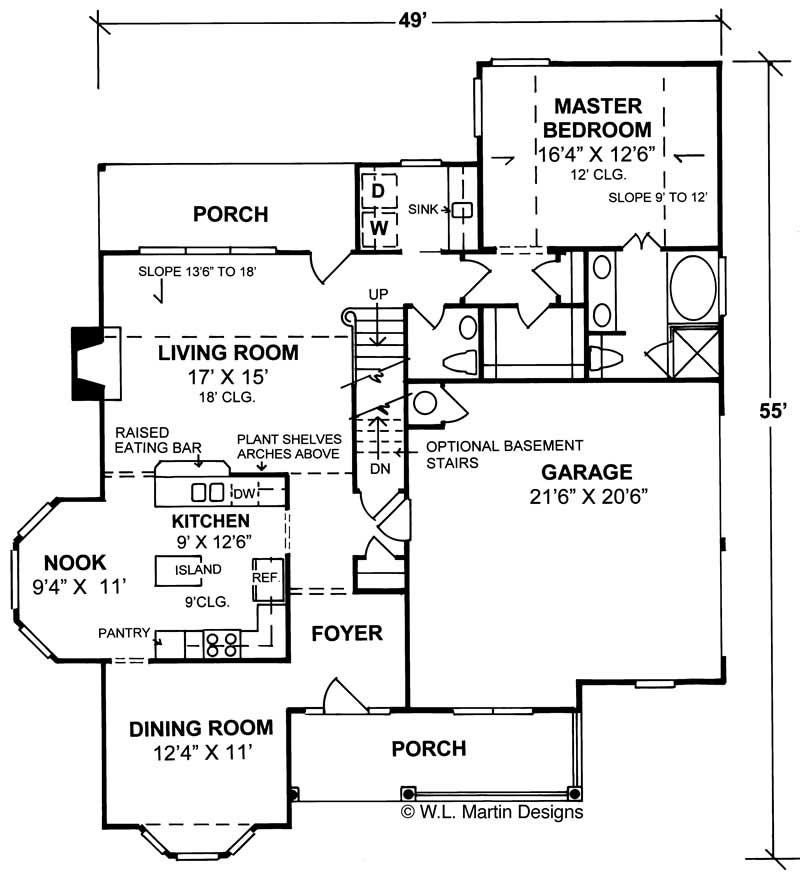 Floor Plan First Story of Country Plan #178-1124