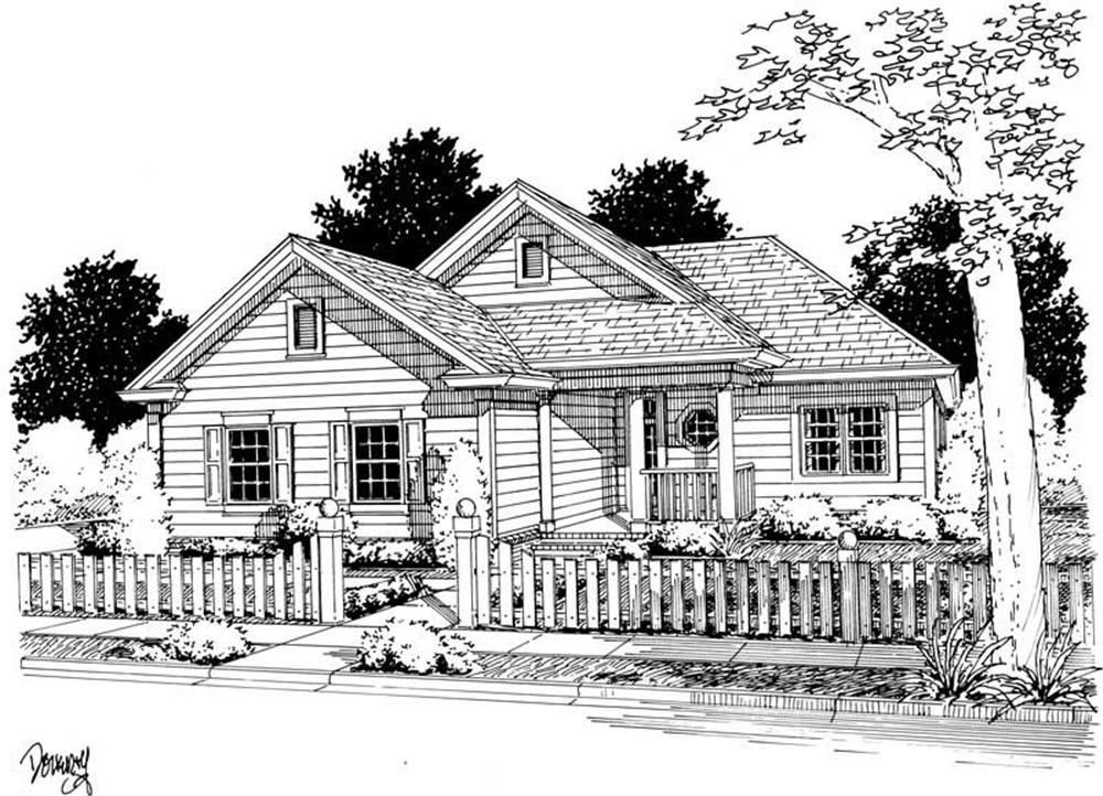 Front elevation of Small House Plans home (ThePlanCollection: House Plan #178-1128)