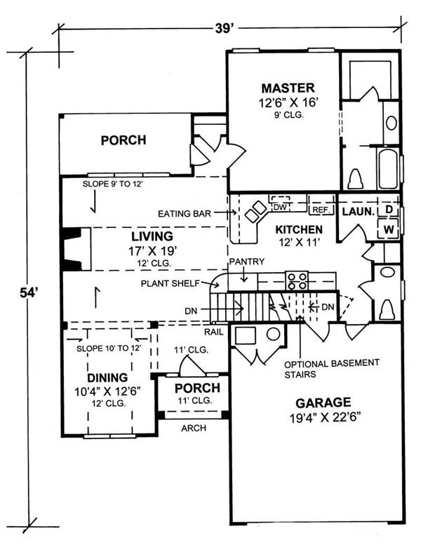 Floor Plan First Story of Small House Plans #178-1130