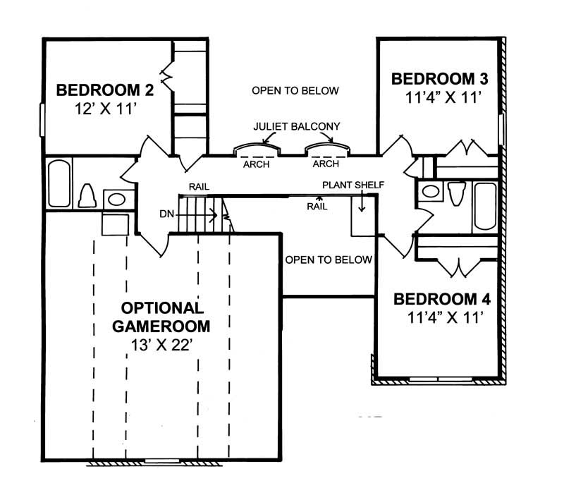 Floor Plan Second Story of Country Plan #178-1137