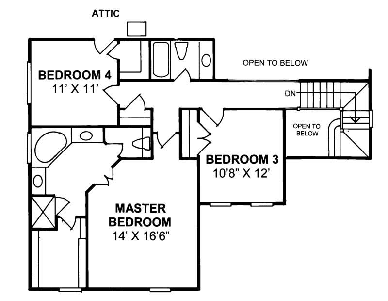 Floor Plan Second Story of Country Plan #178-1138
