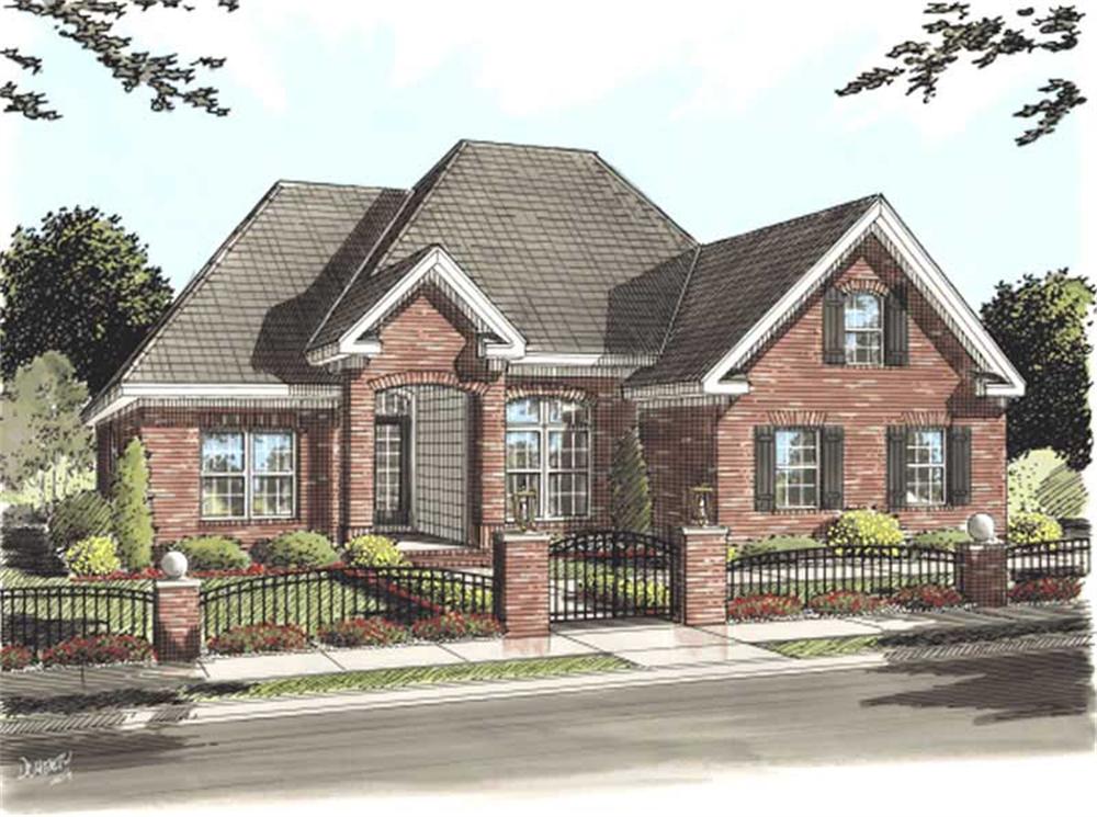 Front elevation of Ranch home (ThePlanCollection: House Plan #178-1153)
