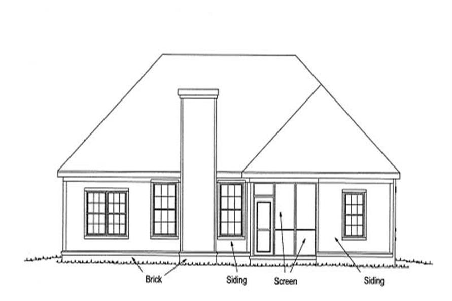 Home Plan Rear Elevation of this 3-Bedroom,1416 Sq Ft Plan -178-1154