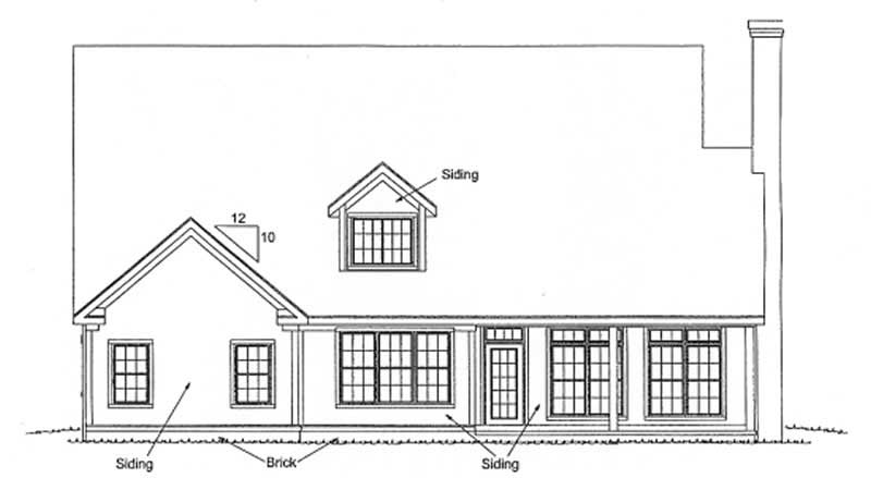 Home Plan Rear Elevation of this 4-Bedroom,3072 Sq Ft Plan -178-1156