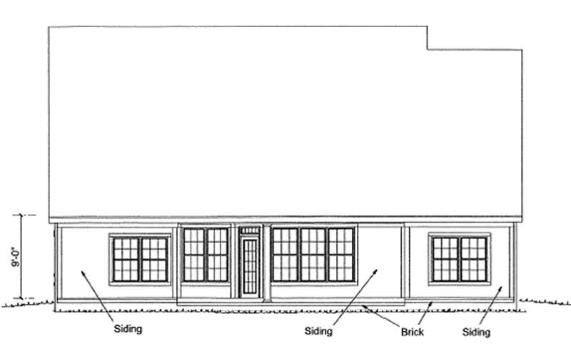 Home Plan Rear Elevation of this 3-Bedroom,2048 Sq Ft Plan -178-1165
