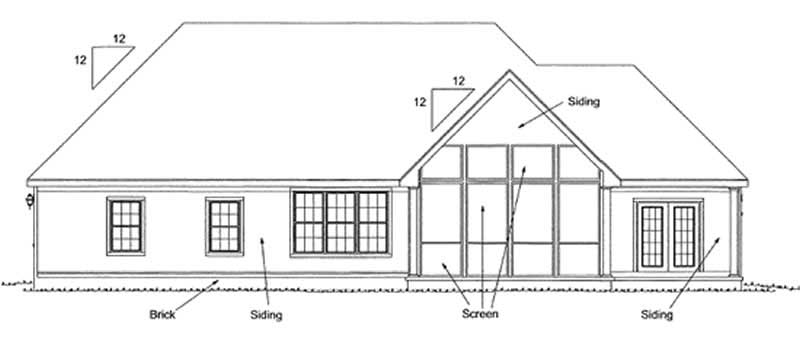Home Plan Rear Elevation of this 3-Bedroom,1985 Sq Ft Plan -178-1167