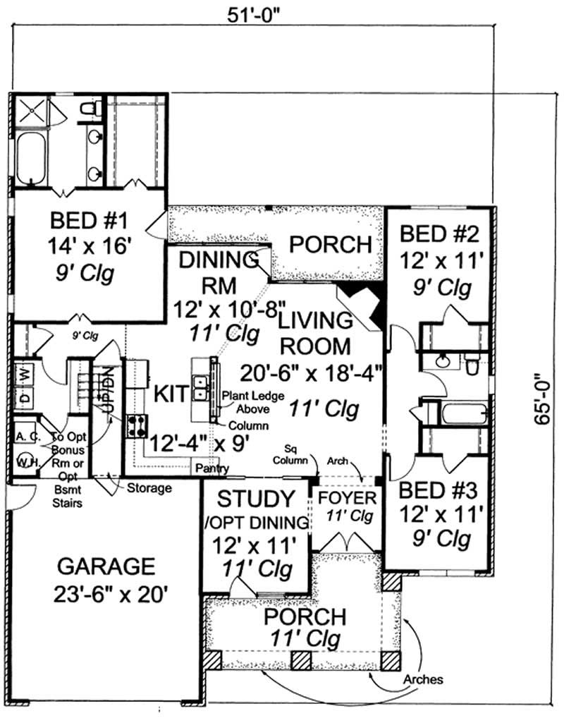 Floor Plan First Story of Country Plan #178-1168