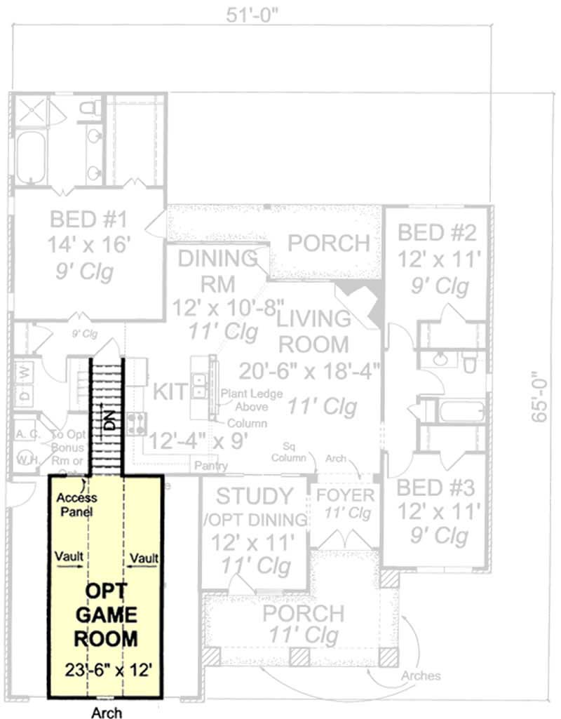Floor Plan Bonus Room of Country Plan #178-1168