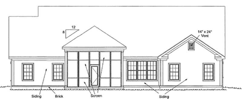 Home Plan Rear Elevation of this 3-Bedroom,2354 Sq Ft Plan -178-1169