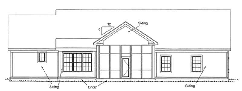 Home Plan Rear Elevation of this 3-Bedroom,2140 Sq Ft Plan -178-1170