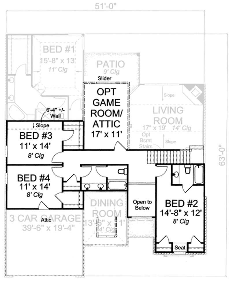 Floor Plan Second Story of Cape Cod Plan #178-1171