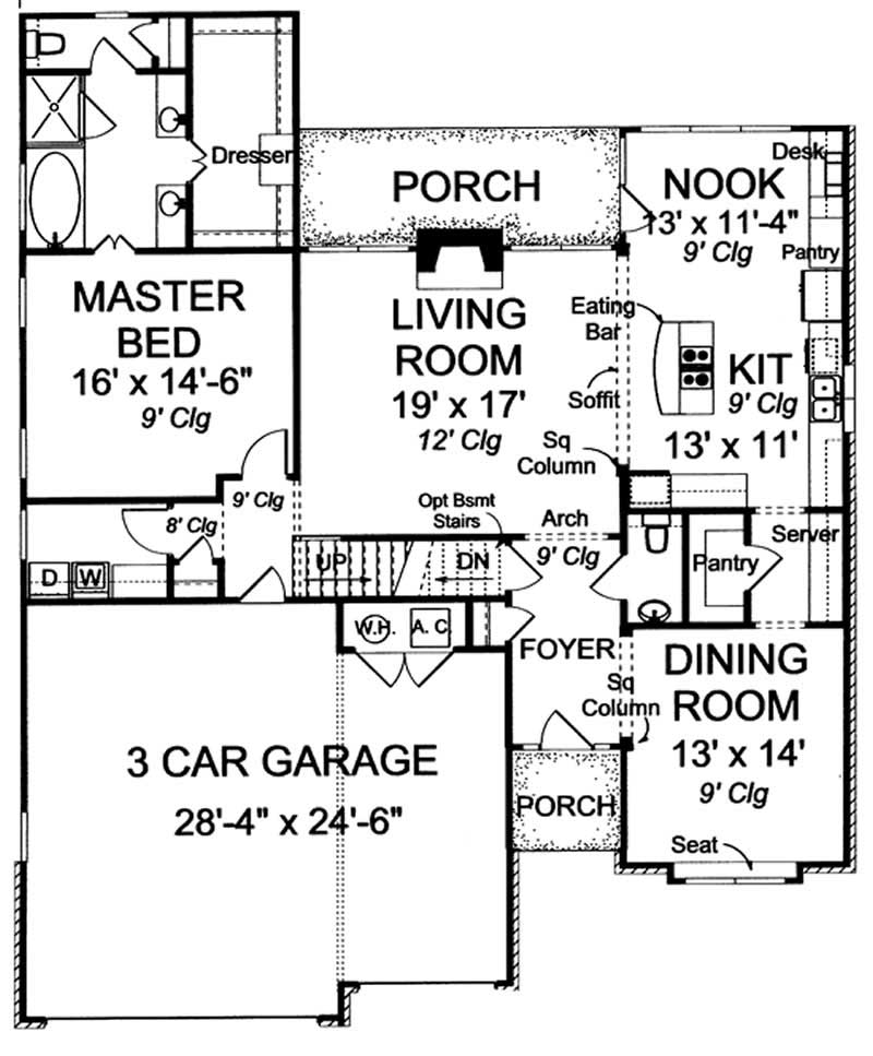 Floor Plan First Story of Cape Cod Plan #178-1172
