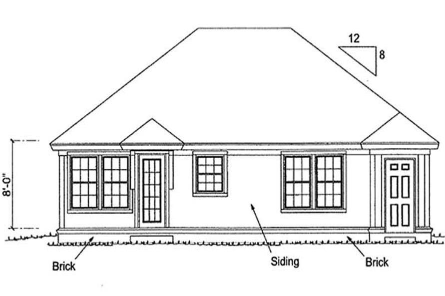 Home Plan Rear Elevation of this 4-Bedroom,1481 Sq Ft Plan -178-1179