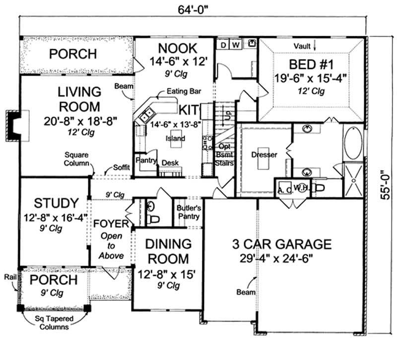 Floor Plan First Story of Luxury Plan #178-1183