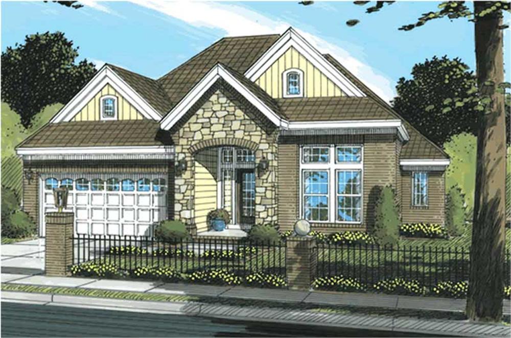 Front elevation of Ranch home (ThePlanCollection: House Plan #178-1189)