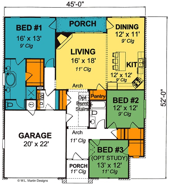 Main Level of Ranch Plan #178-1189