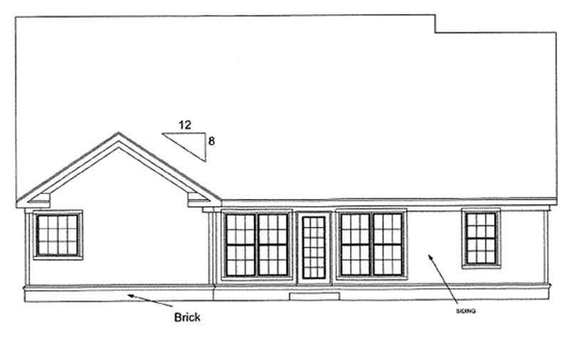 Home Plan Rear Elevation of this 3-Bedroom,1812 Sq Ft Plan -178-1190