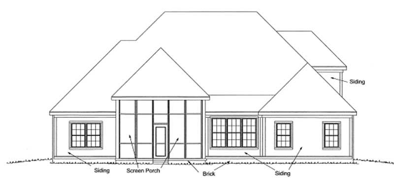 Home Plan Rear Elevation of this 4-Bedroom,2487 Sq Ft Plan -178-1202