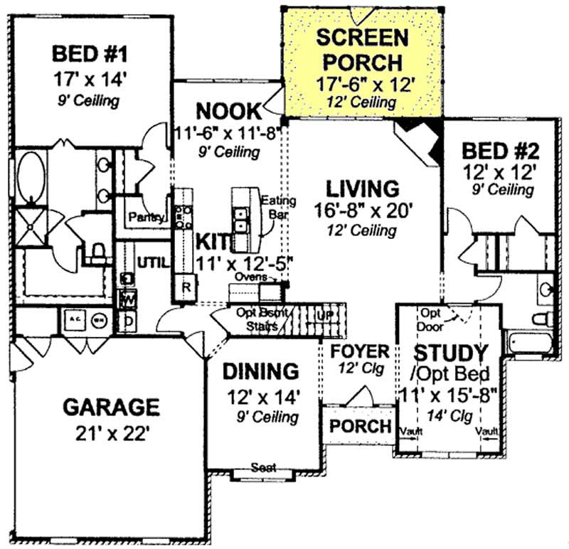 Floor Plan First Story of Country Plan #178-1202
